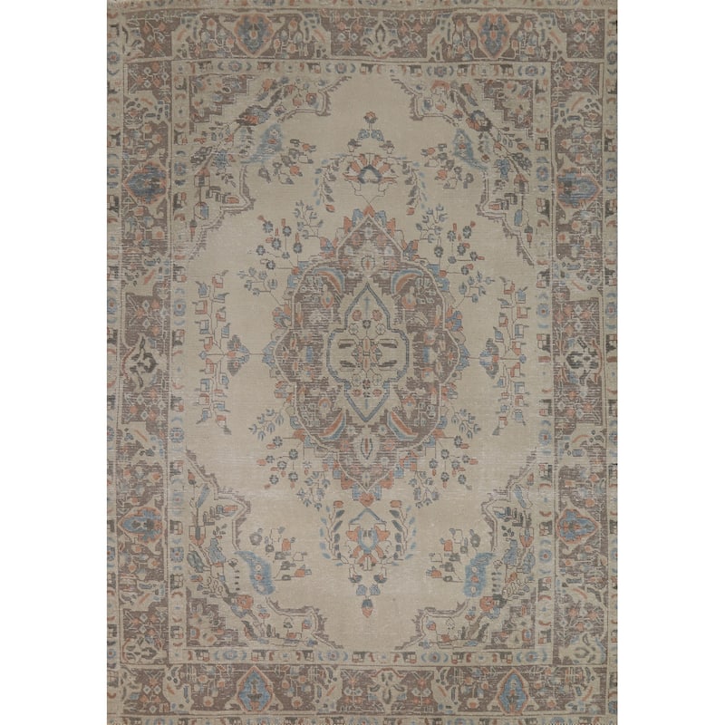 Traditional Tabriz Persian Area Rug Hand-Knotted Bedroom Wool Carpet - 6'5"x 8'11"