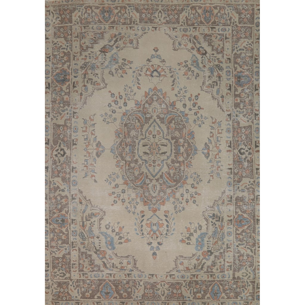 Traditional Tabriz Persian Area Rug Hand-Knotted Bedroom Wool Carpet - 6'5"x 8'11"