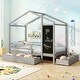 preview thumbnail 20 of 18, Kids House-Shaped Twin Size Bed with 2 Large Drawers with Blackboard