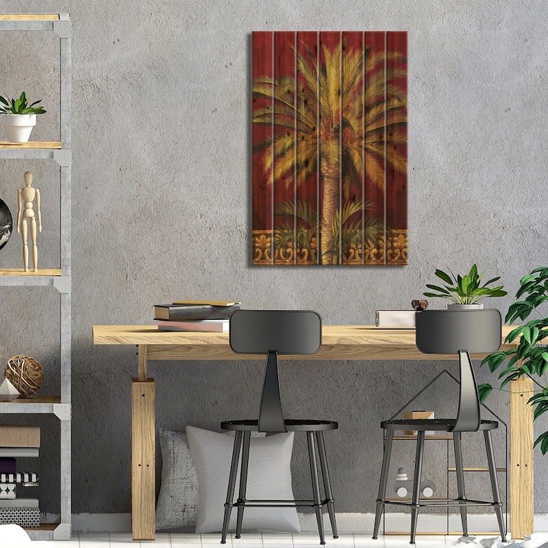 Canary Palm Print On Wood by Rodolfo Jimenez - Multi-Color