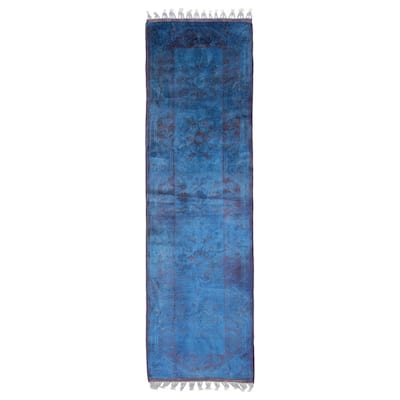 ECARPETGALLERY Hand-knotted Color Transition Blue Wool Rug - 2'6 x 8'8