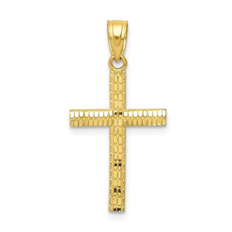 Curata 10k Yellow Gold 18" Sparkle Cut Religious Faith Cross Pendant Necklace