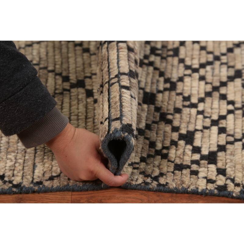 Beige Moroccan Oriental Foyer Rug Hand-Knotted Wool Carpet - 2'0"x 3'0"