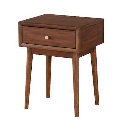 18 in. Brown Rectangle Wood End Table with Storage Drawer for Convenience