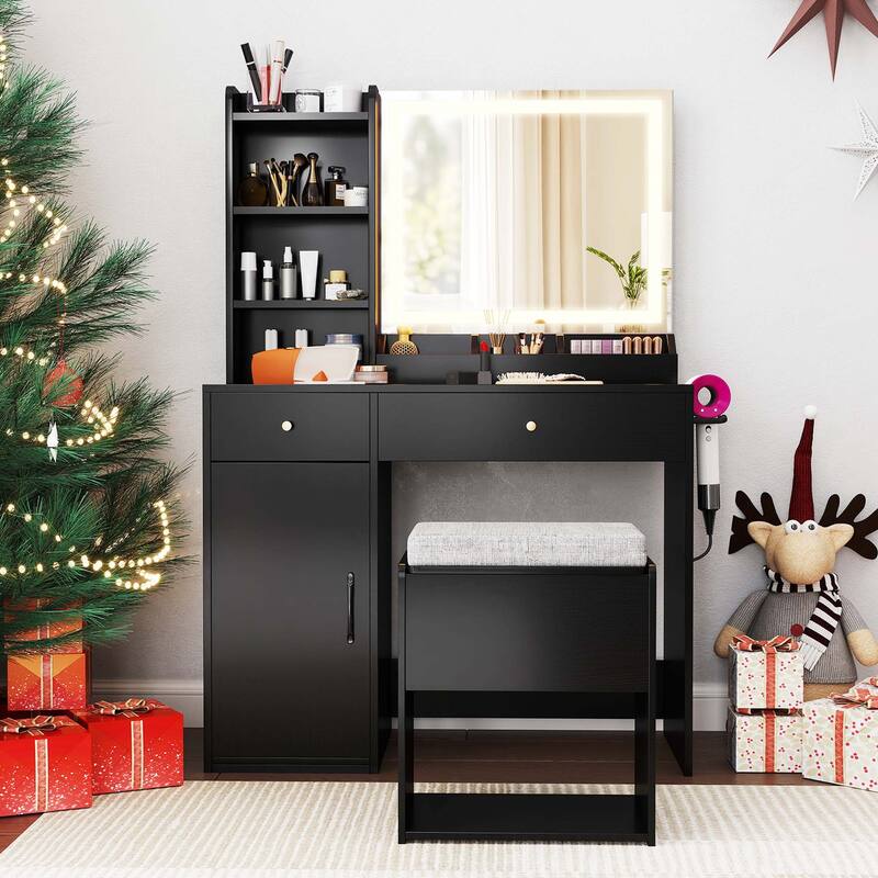Costway Vanity Set Dressing Table and Chair Set with 3 Lighting Modes - See Details