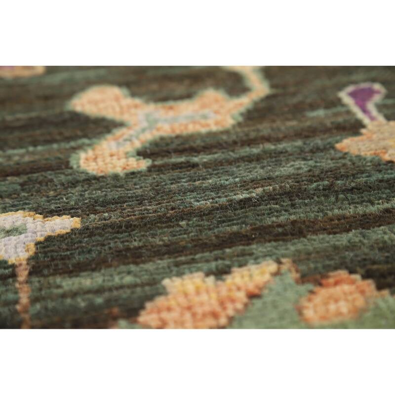 Hand Knotted Oriental 100% Wool Carpet Transitional All-Over Brown Oushak Area Rug - 9' 9'' X 8' 1''