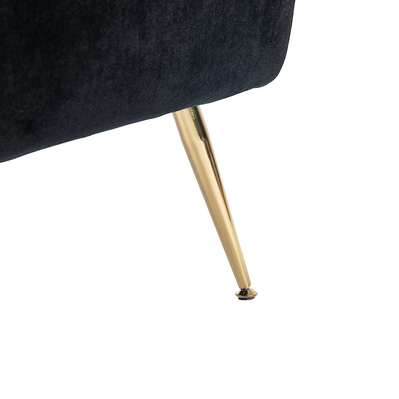 1ida Modern Velvet Tufted Padded Cushion Armchair with Golden Metal Legs by HULALA HOME