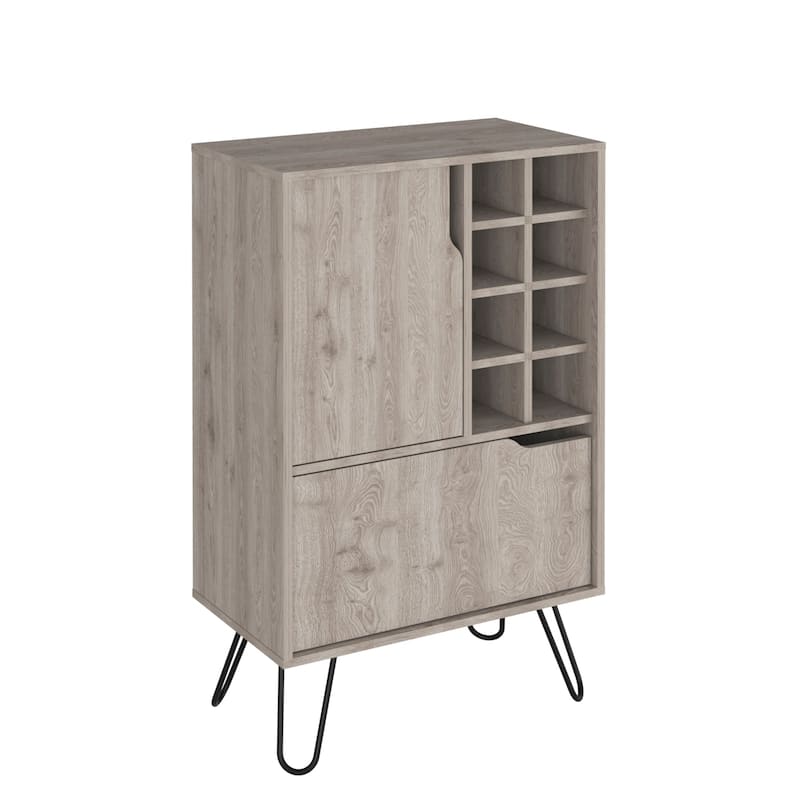 L Bar Cabinet Silhill, Eight Wine Cubbies, Two Cabinets With Single Door, Light Gray Finish - Grey