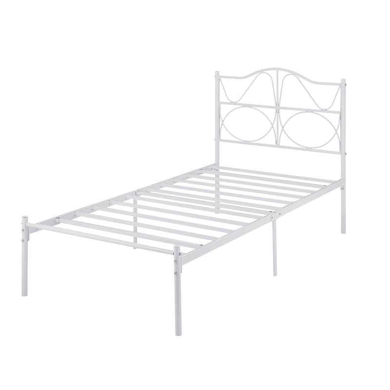 VECELO Metal Platform Bed Frame with Curved Headboard and Under-Bed Storage-No Box Spring Needed, Twin/Full/Queen Size