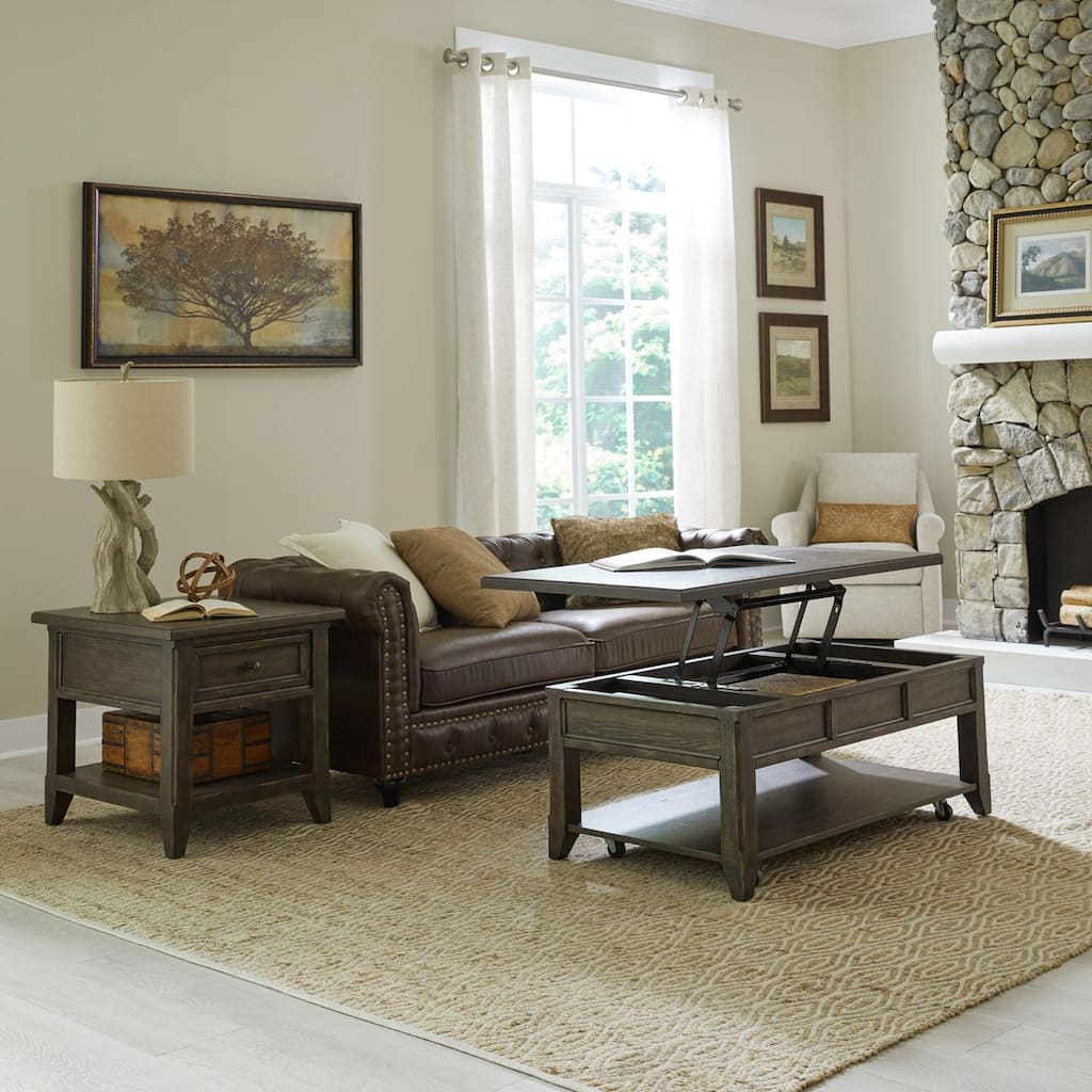 Paradise Valley Saddle Brown Optional 3 Piece Lift-top Cocktail Table Set