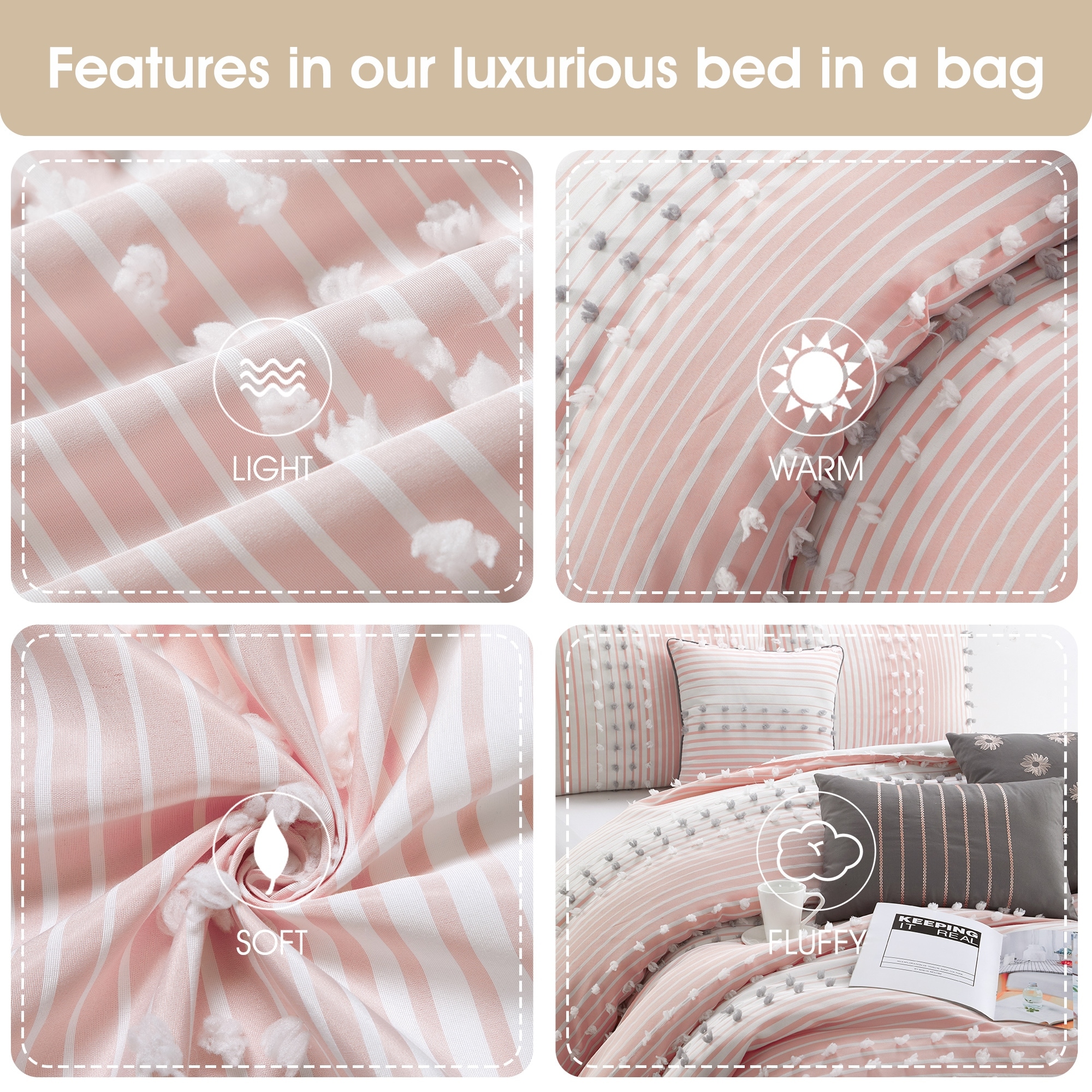 Nanshing Jessy Modern Striped 7 Piece Comforter Set - On Sale