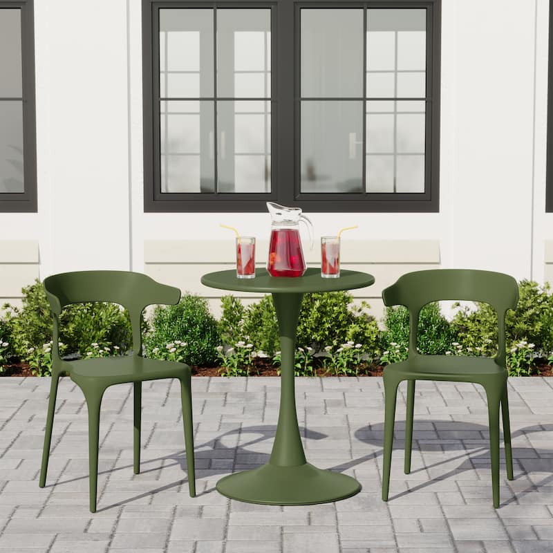 Frond and Form Outdoor Patio Stacking Dining Side Chair (Set of 2)