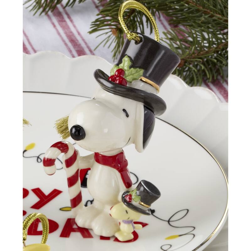 Lenox Snoopy & Woodstock with Candy Cane Ornament