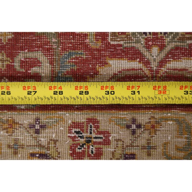 Vegetable Dye Floral Kashan Wool Area Rug Hand-knotted Oriental Carpet - 7'10" x 9'10"