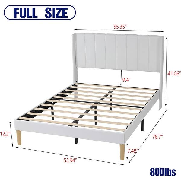 dimension image slide 6 of 25, AUFANK Upholstered Platform Bed Frame with Headboard Wooden Slats Support