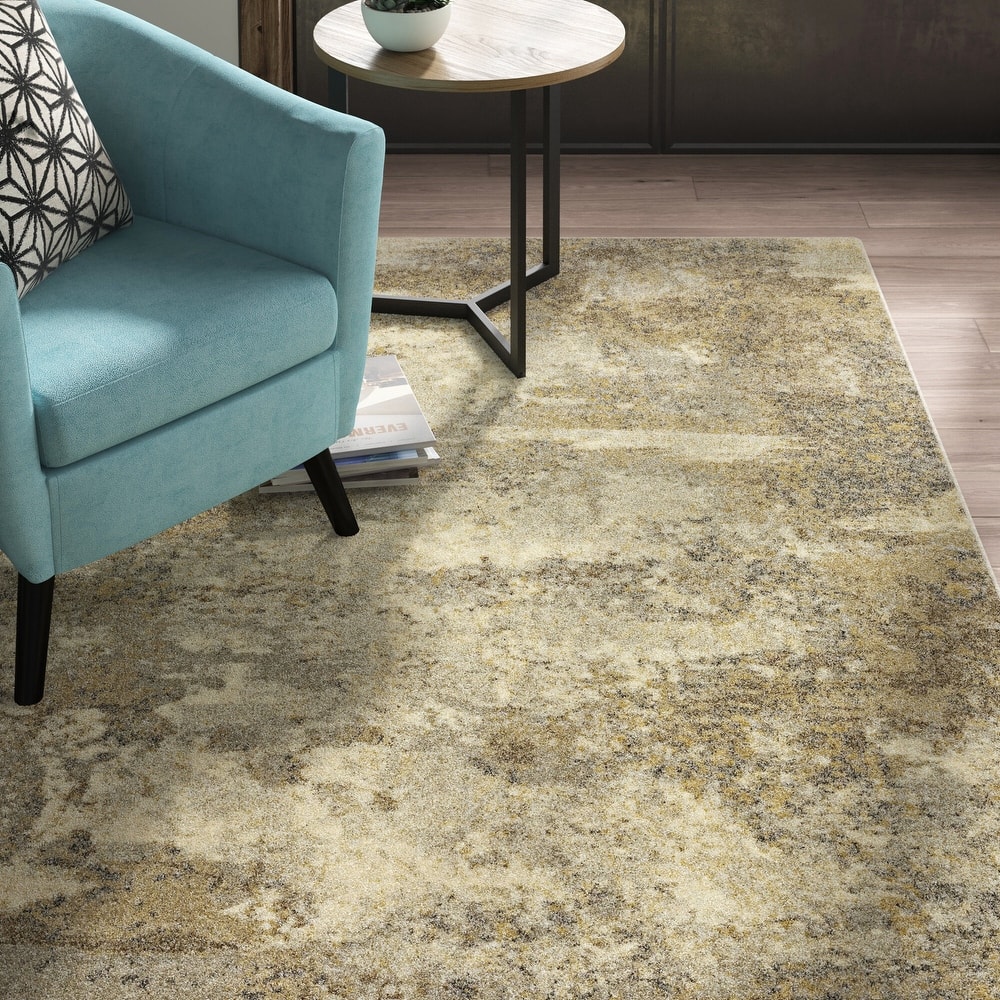 Style Haven Anton Contemporary Abstract Yellow/Gold Area Rug