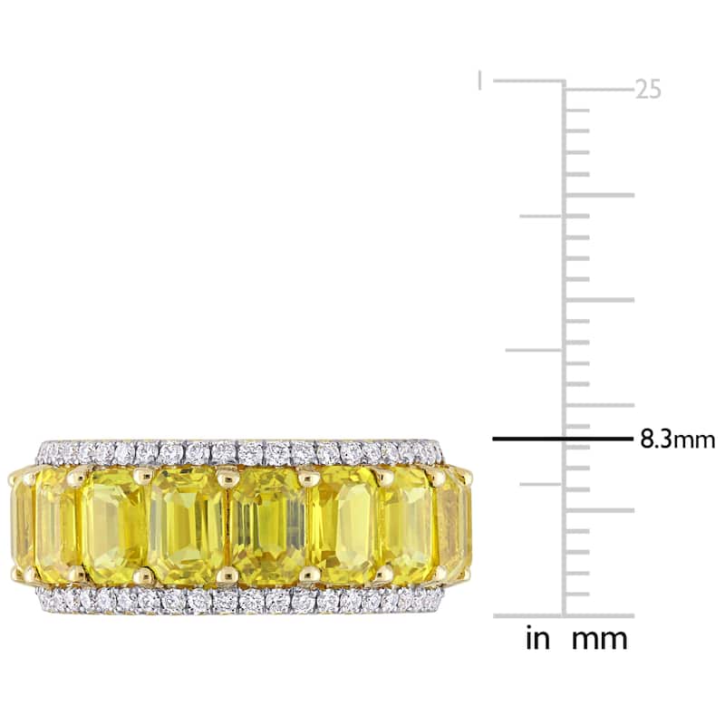 Miadora 14k Yellow Gold 9 3/8ct TGW Yellow Sapphire and 3/5ct TDW Diamond Eternity Wedding Band Ring
