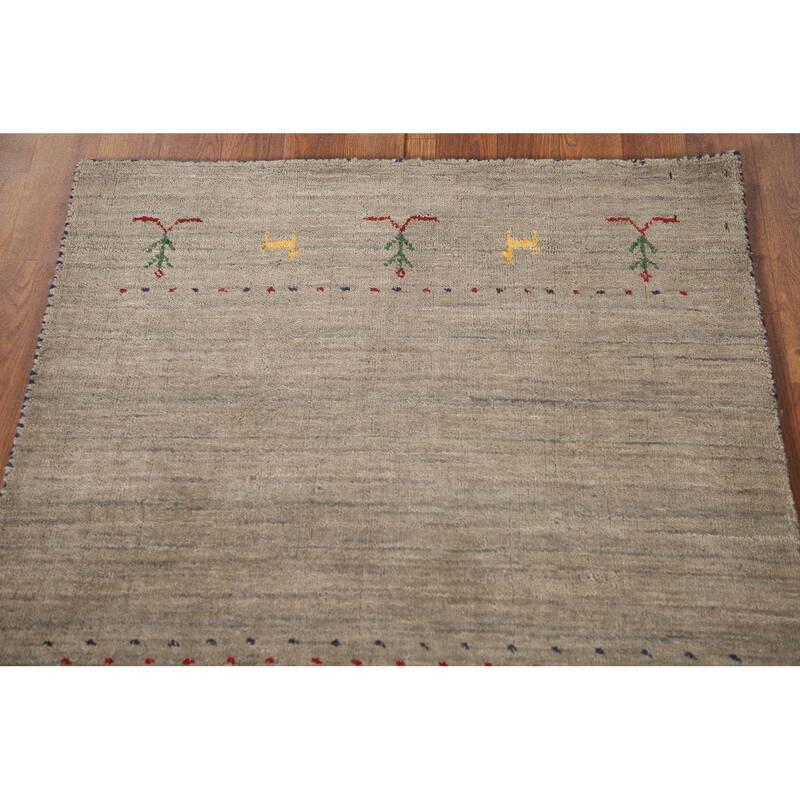 Tribal Gabbeh Accent Rug Handmade Oriental Wool Carpet - 2'10"x 4'11"