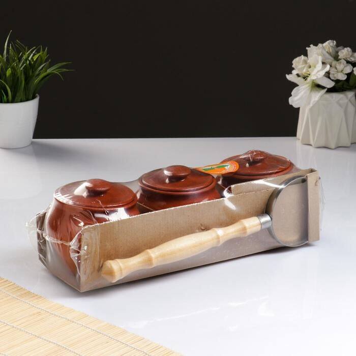 STP Goods Natural Clay Stoneware Ramekins w/ Oven Fork Set of 3