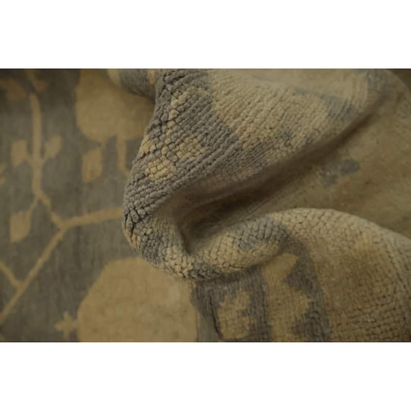 Hand Knotted Oriental 100% Wool Carpet Transitional Floral Greys & Charcoal Khotan Area Rug - 9' 9'' X 8' 3''