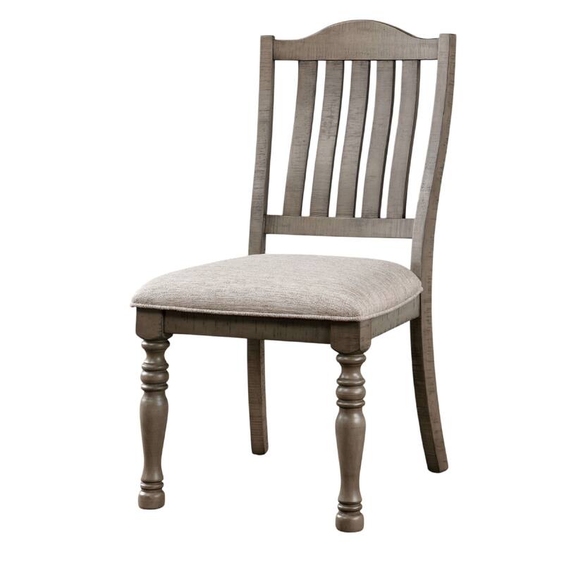 Cay Side Dining Chair Set of 2, Turned Legs, Curved Back, Gray
