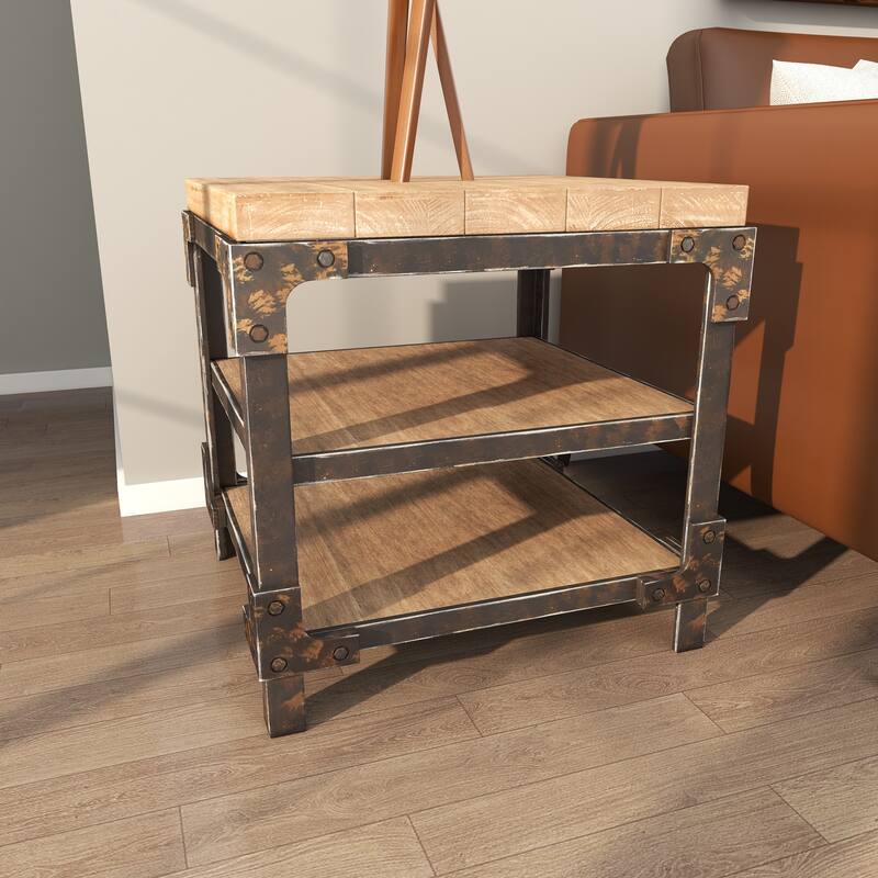 Wood 2 Shelf Accent Table - Brown - Roche River Decor