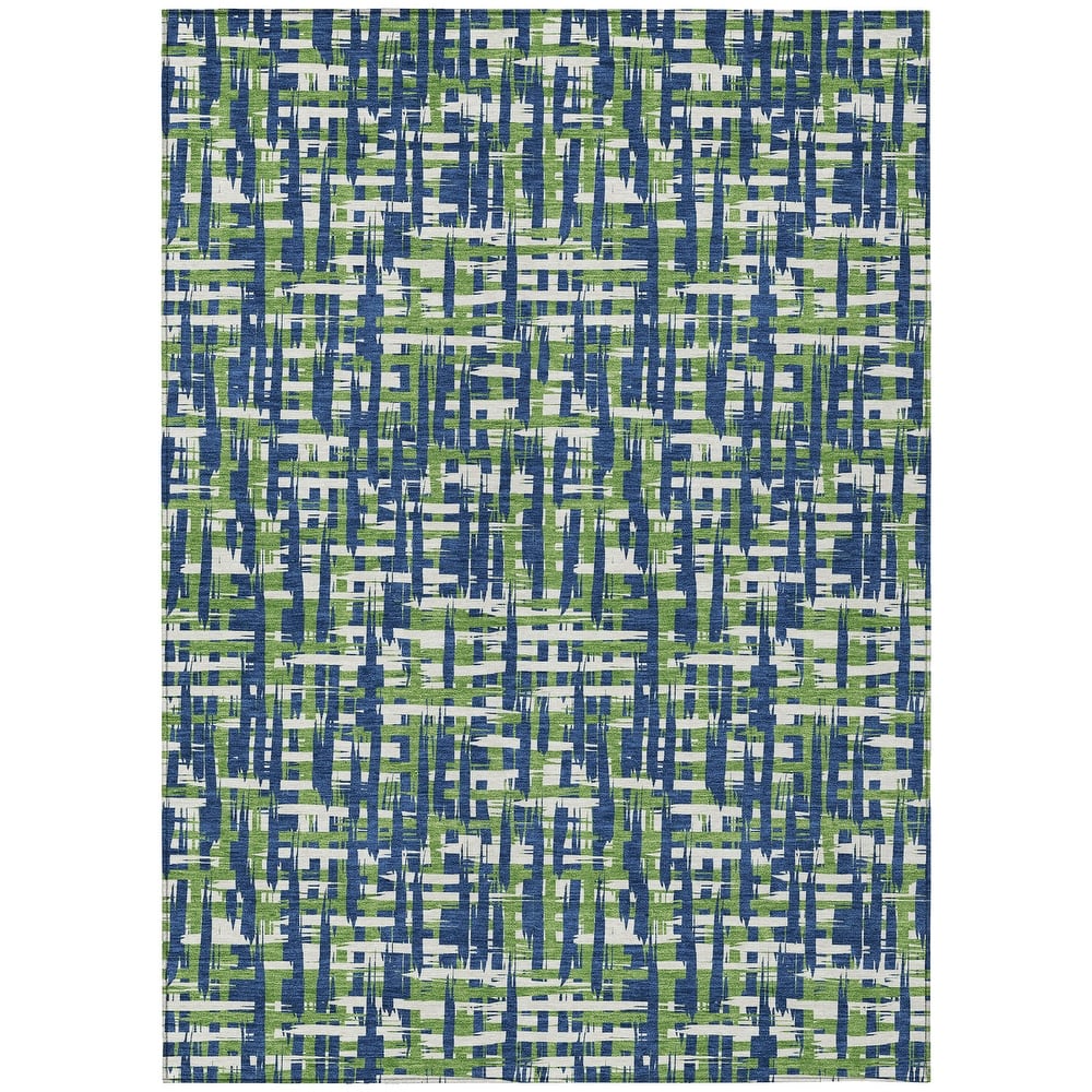 Machine Washable Indoor/ Outdoor Modern Crosshatch Chantille Rug