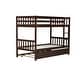 preview thumbnail 32 of 41, Twin Rubber Wood Bunk Bed with Trundle, Convertible into 2 Twin Size Beds, Twin Size Bunk Bed with Ladder and Safety Guardrails