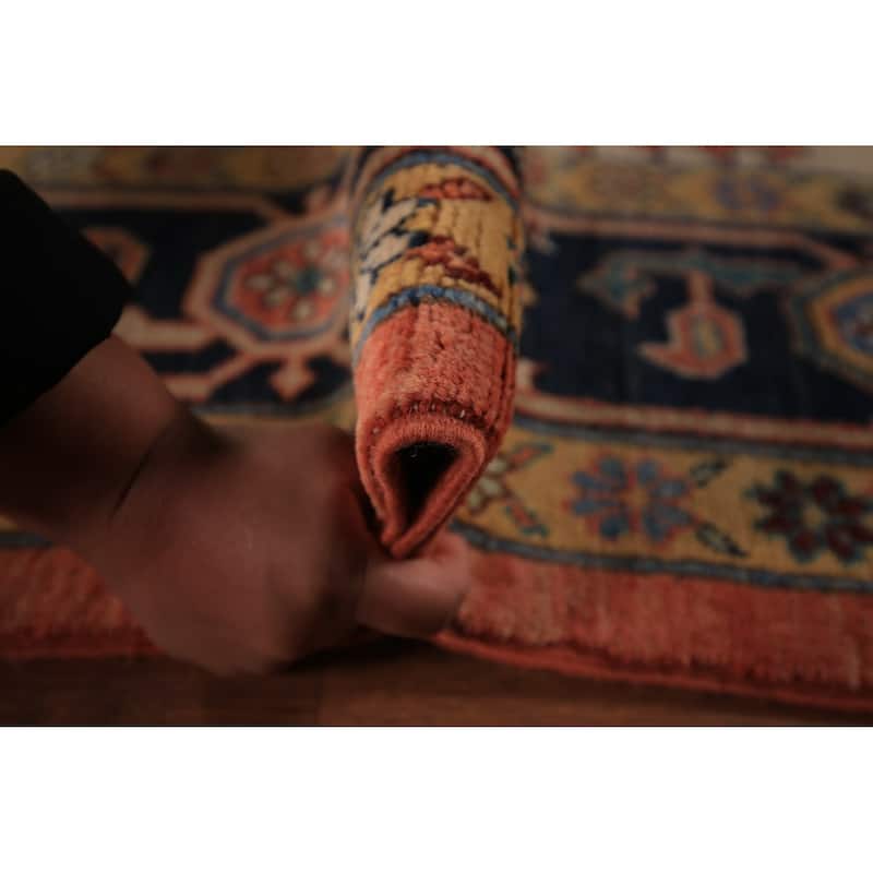 Vegetable Dye Orange Heriz Oriental Area Rug Handmade Wool Carpet - 8'11" x 11'4"