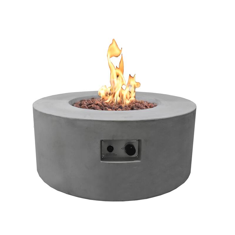 Modeno Tramore 50,000 BTU Light Grey Concrete Propane Fire Table with Lava Rocks & Cover - 34.3 X 34.3 X 14.6