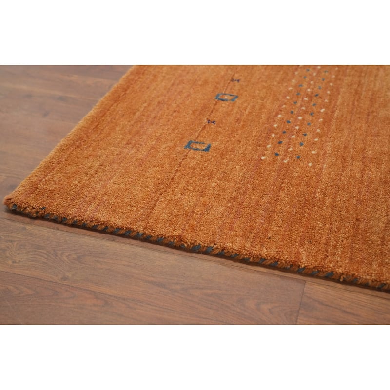 Hand Knotted Oriental 100% Wool Carpet Tribal Animal Pictorial Oranges & Rust Gabbeh Area Rug - 8' 0'' X 7' 8''