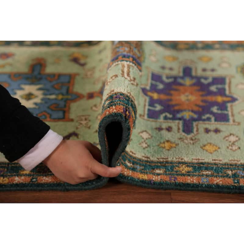 Light Green Khotan Indian Runner Rug Handmade Wool Carpet - 2'5"x 9'10"