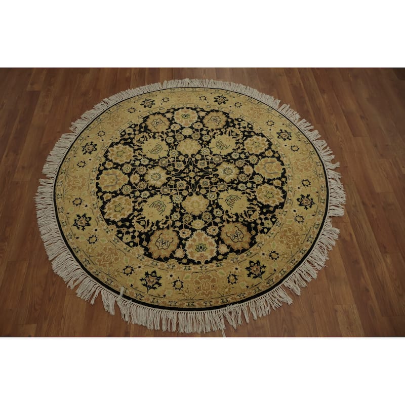 Hand Knotted Oriental 100% Wool Carpet Traditional All-Over Black Ziegler Area Rug - 4' 2'' X 4' 2''