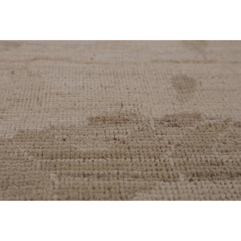 Hand Knotted Oriental 100% Wool Carpet Transitional All-Over Beige & Ivories Oushak Area Rug - 9' 10'' X 7' 8''