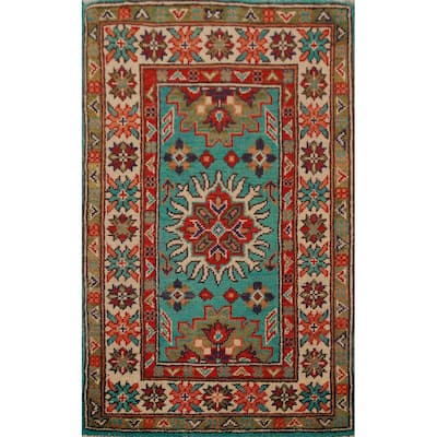 Turquoise Blue Kazak Oriental Foyer Rug Handmade Wool Carpet - 2'0"x 3'0"