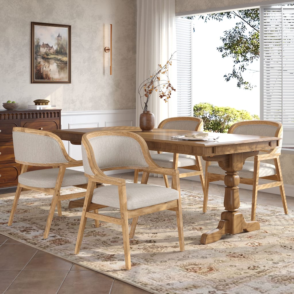 Christopher Knight Home - Harlowe Mid-Century Modern Upholstered Dining Chairs Set of 2 with Solid Ruberwood Legs