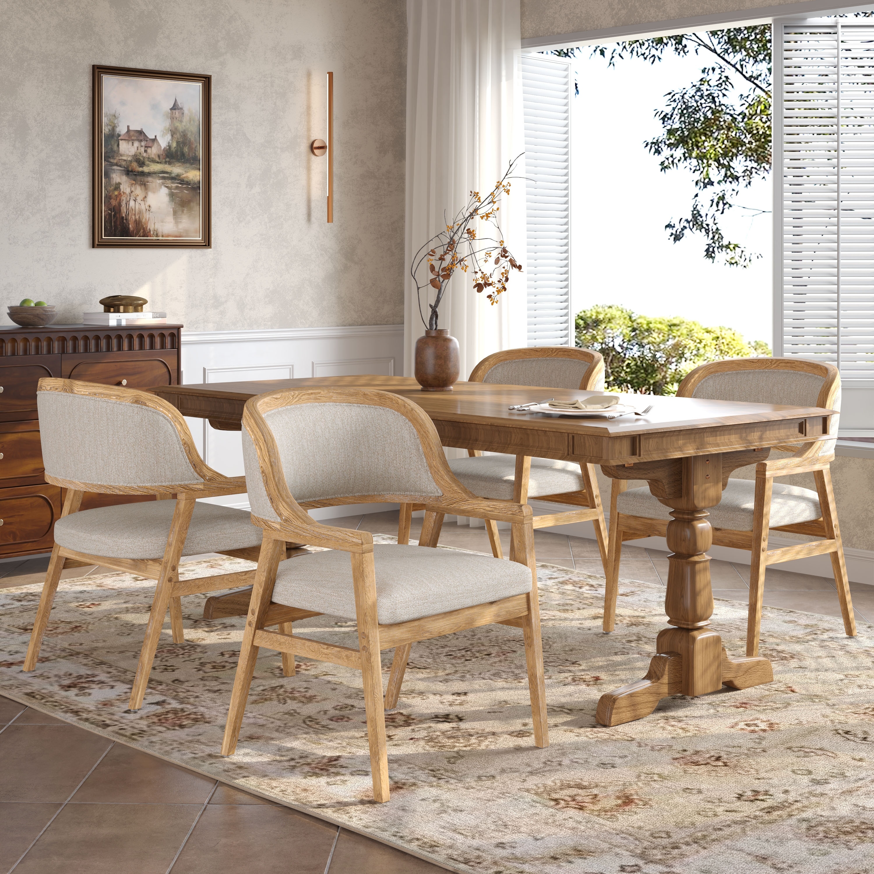 Christopher Knight Home - Harlowe Mid-Century Modern Upholstered Dining Chairs Set of 2 with Solid Ruberwood Legs