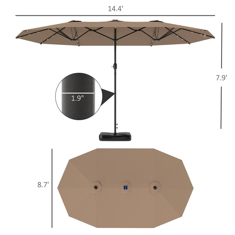 Double-Sided Large Patio Umbrella with Crank Handle Outdoor Canopy for Backyard Garden or Patio