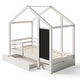 preview thumbnail 5 of 5, Twin House Kids Bed Frame with Blackboard & Drawers, Two Assembly Methods, Safe Design, Maximizes Space & Creativity, White