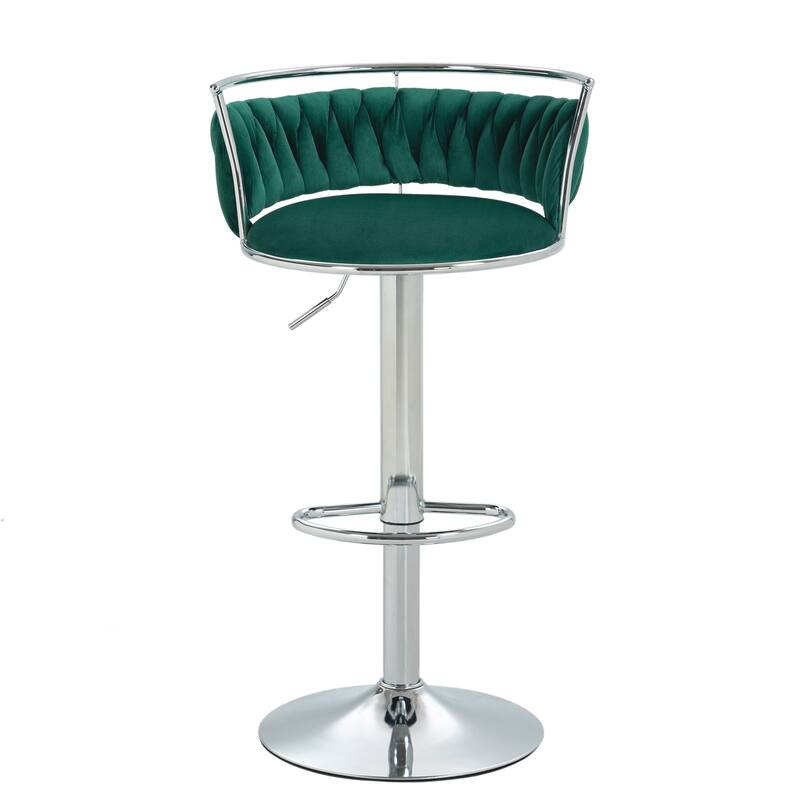 Modern Velvet Adjustable Swivel Bar Stools Set of 2