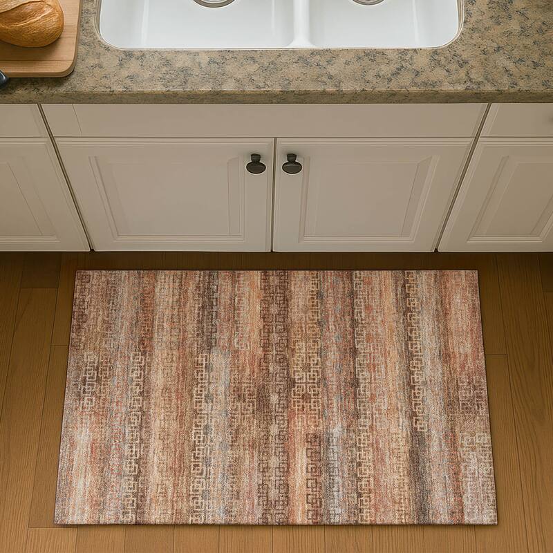 Premium Washable Super Soft Modern Stripe Mayfield Rug - Copper - 1'8" x 2'6"