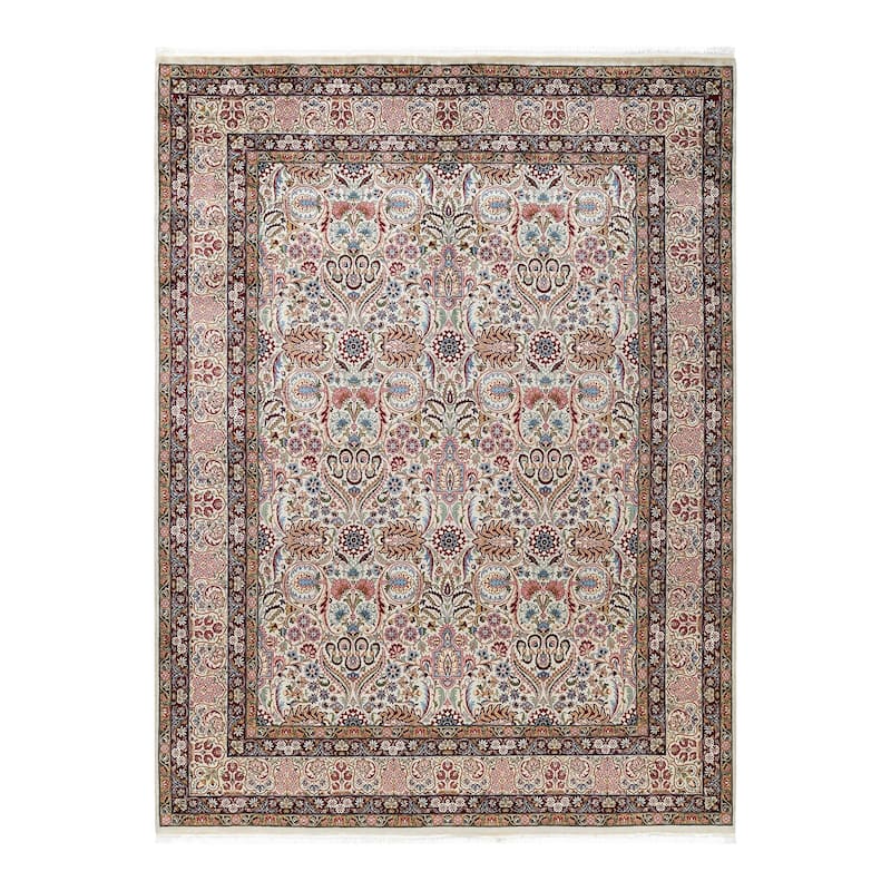 Overton Hand Knotted Wool Vintage Inspired Traditional Mogul Ivory Area Rug - 8'0" x 10'9"