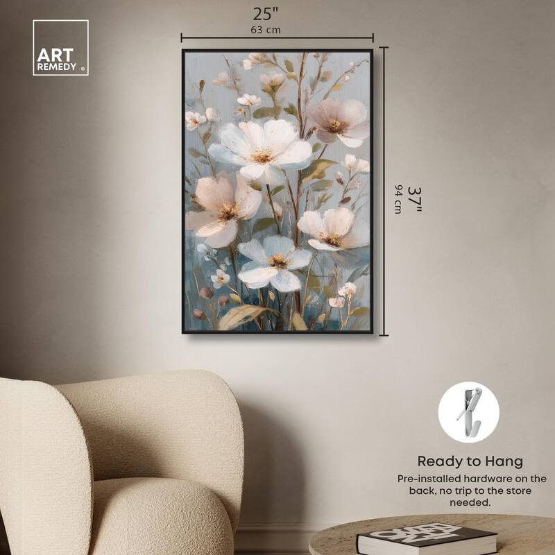 Vintage White Meadow Canvas by Art Remedy