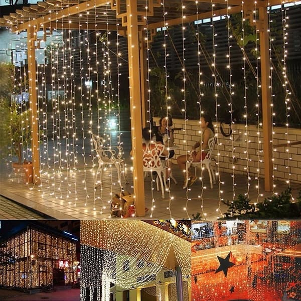 300/600/1200/1500/1800LED Outdoor Curtain String Light Bed Bath