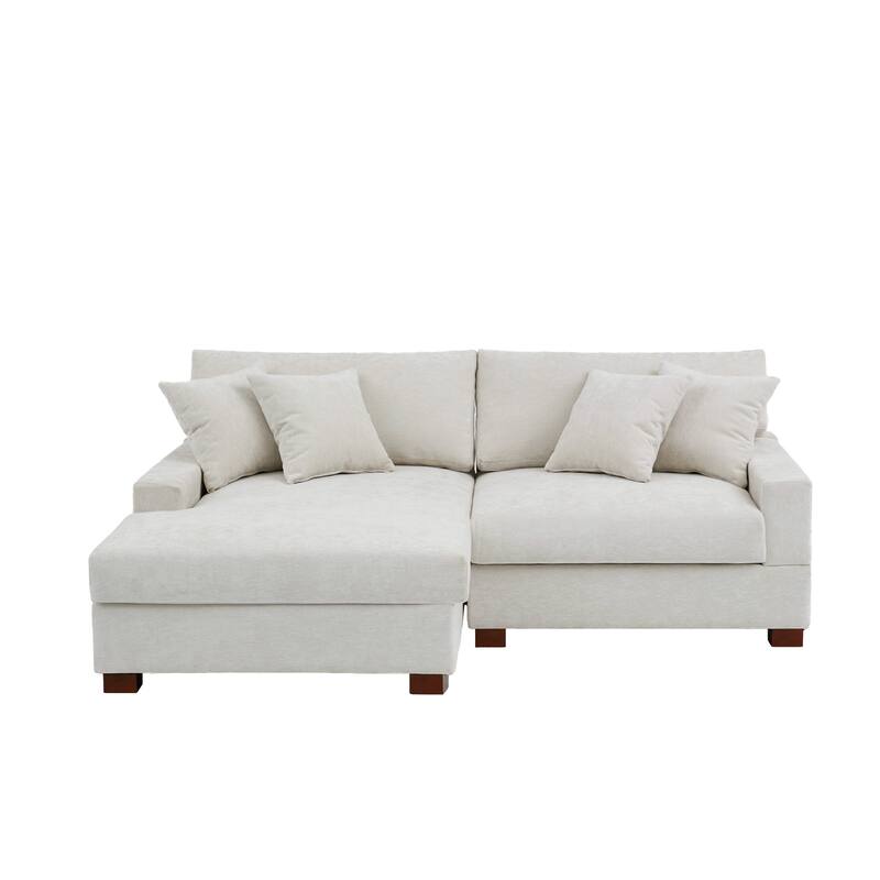 2 Set Chenille Upholstered Modular Sectional Sofa Chaise with Pillows