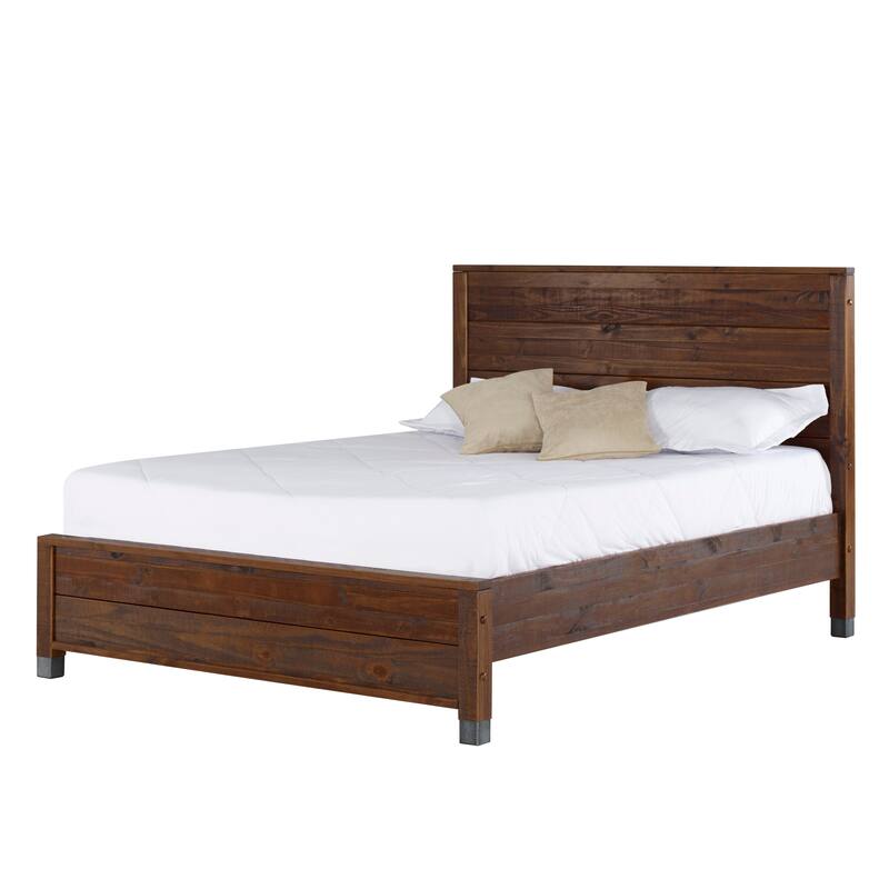 Boho Platform Bed - Rustic Wood Bed Frame, Queen Size, No Box Spring Needed, Easy Assembly, Solid Wood Mattress Support