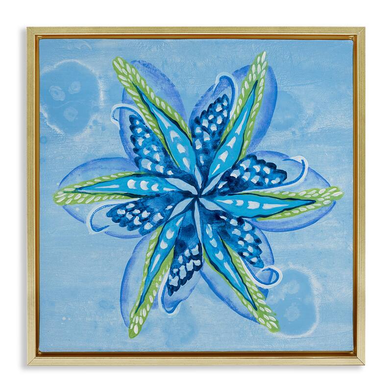 Stupell Star Shaped Abstract Flower Framed Floater Canvas Wall Art Design By Liz Jardine - 18 x 18 - Gold