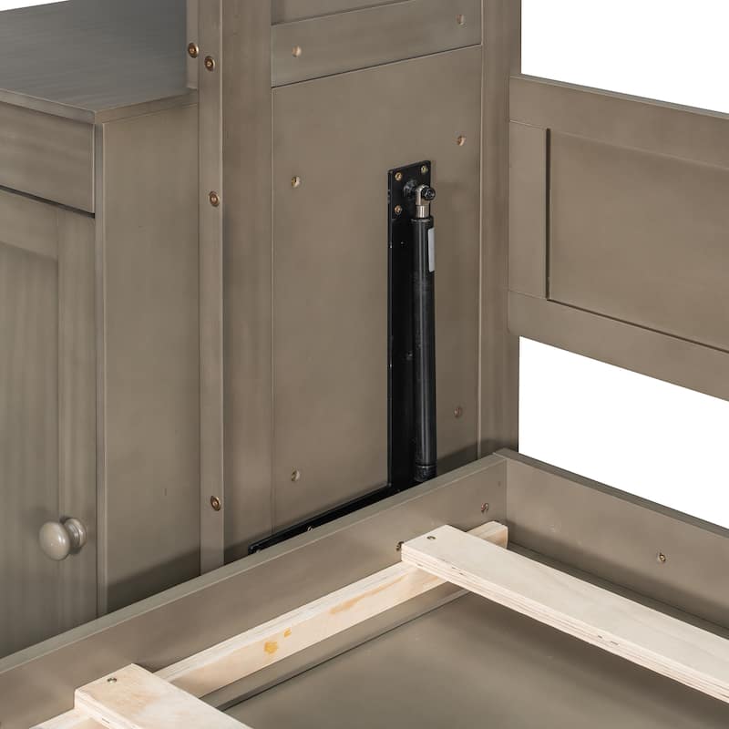 Queen Murphy Bed with Desk & Storage - Hidden Wall Bed with Cabinets and Shelves for Home Office, Includes Lighting