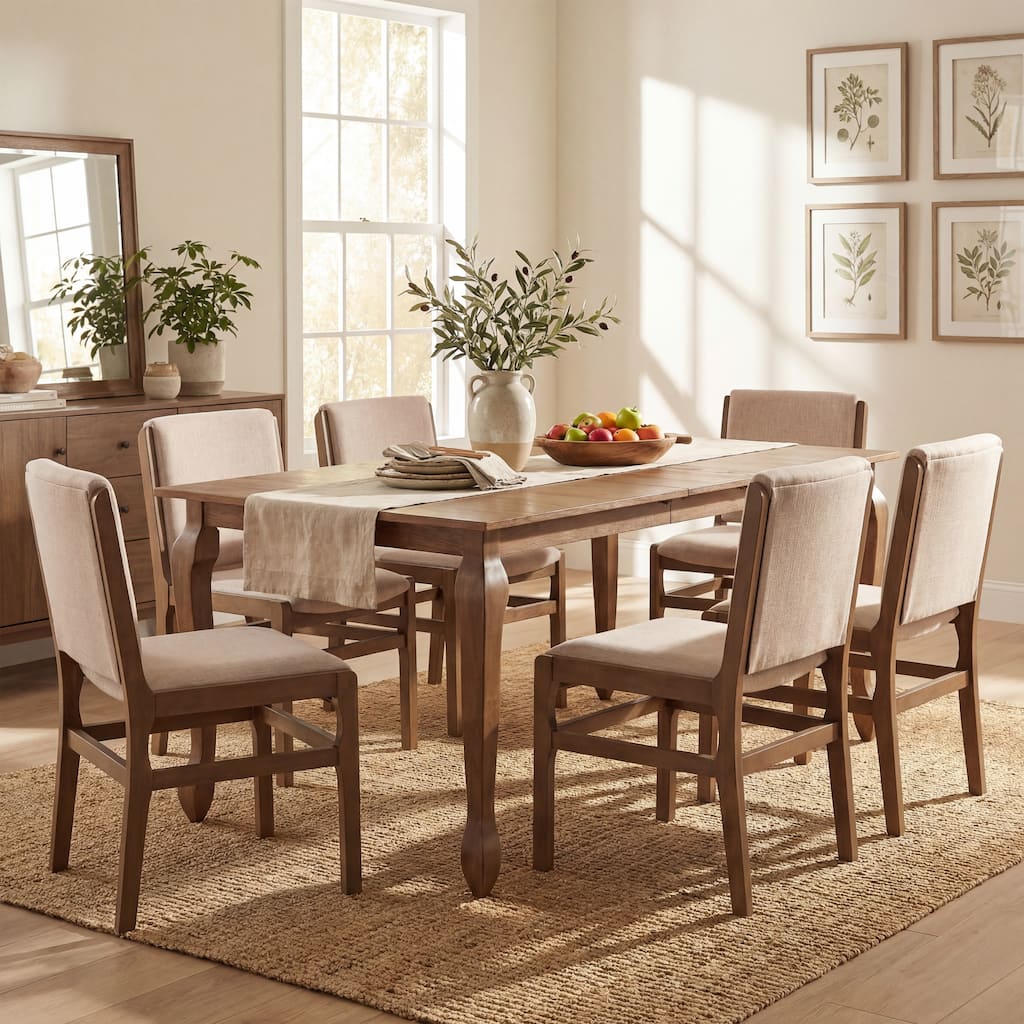 Christopher Knight Home - French Country Extendable Dining Set with Butterfly Leaf Table & Upholstered Armless Dining Chairs