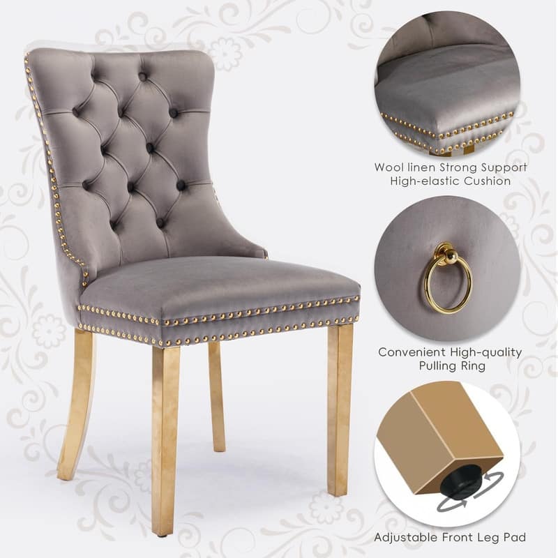 Tufted Naliheads Solid Wood Upholstered Dining Chairs (Set of 2)